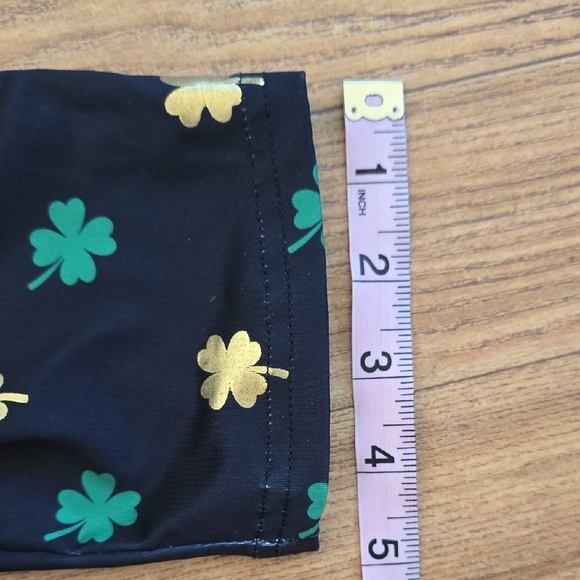 Tipsy Elves Black Leggings with Green and Tan Pattern - Picture 7 of 7